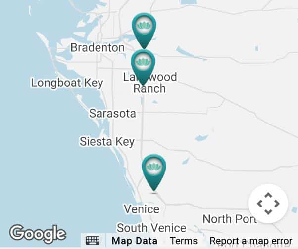 Arsenault Aesthetics Med Spa Lakewood Ranch and Venice Florida Locations Map