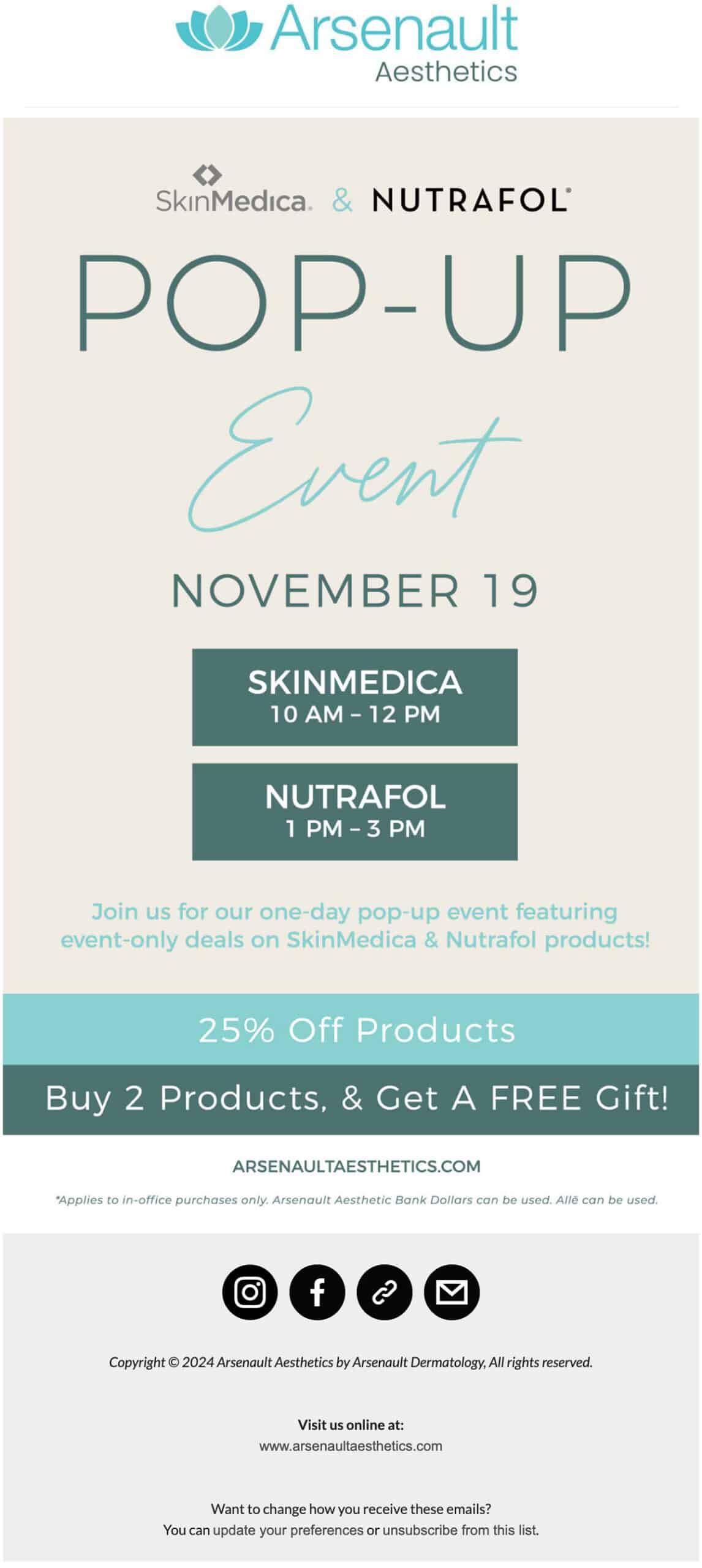 arsenault aesthetics nutrafol pop up event