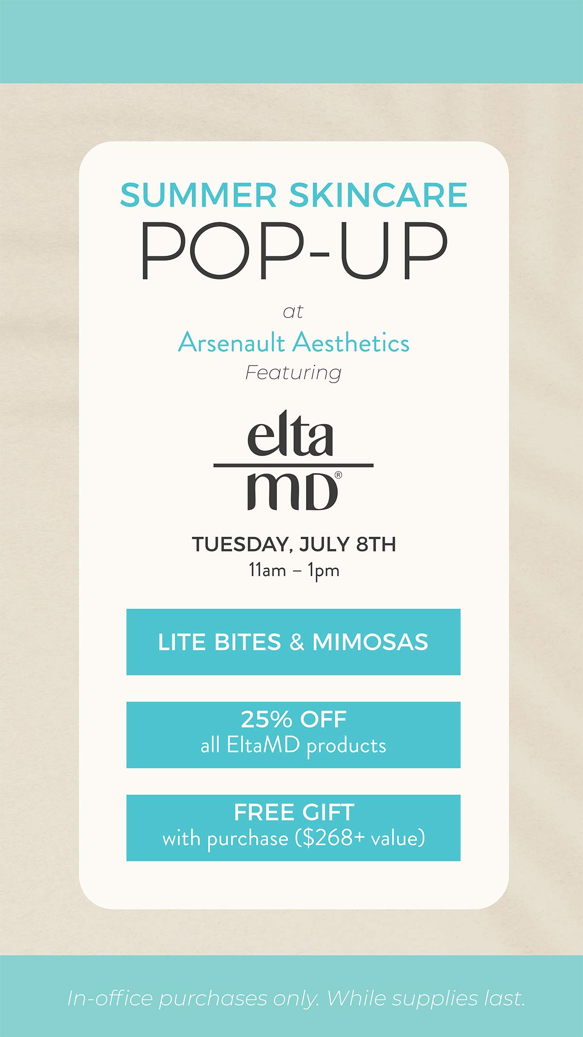 eltamd popup event in lakewood ranch at Arsenault Aesthetics